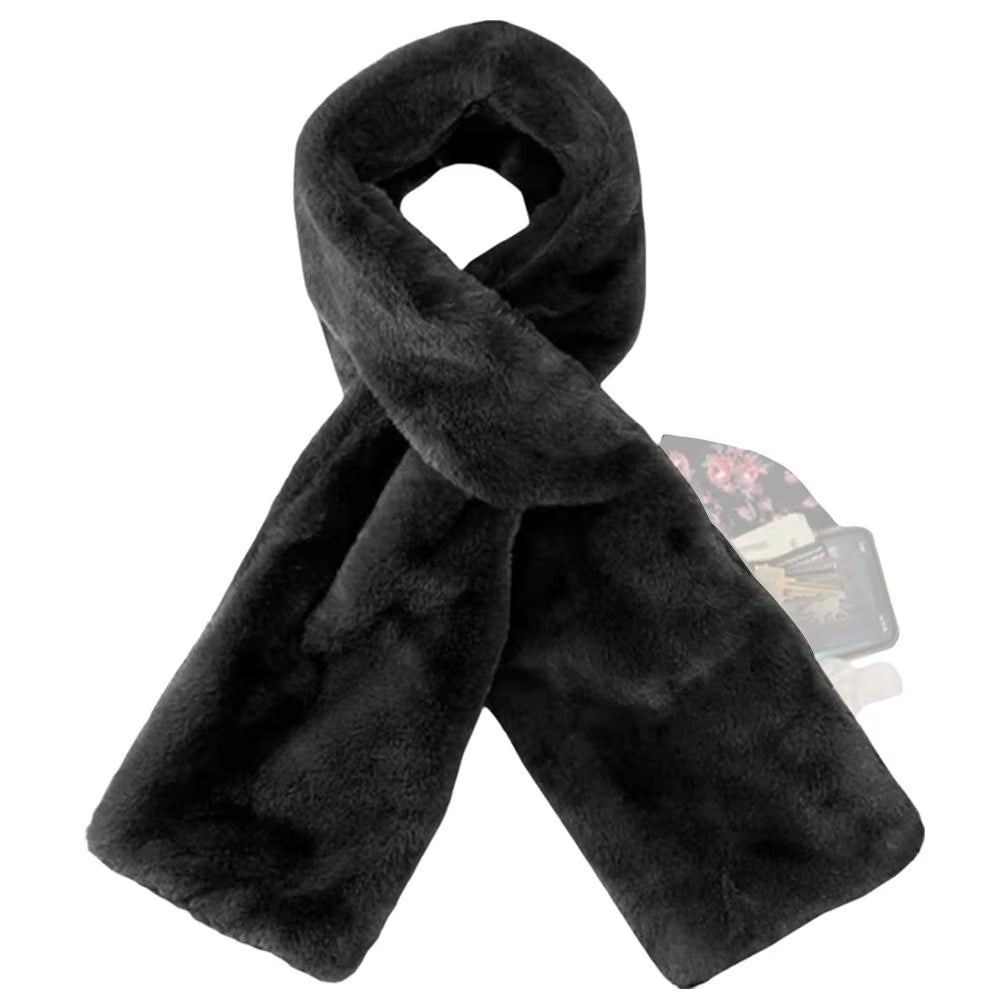Luxury Faux Fur Scarf with Hidden Zipper Pocket Women Thick Warm Winter Neck Wrap Hands-Free Fashion Accessory 2026